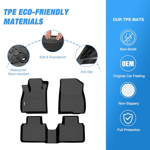 TPE Floor Mats for Mitsubishi Outlander PHEV 2023 2024 2025 2026 All Weather Custom Fit Heavy Duty Floor Liners