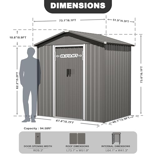 6 x 4 FT Outdoor Storage Shed with Sliding Doors