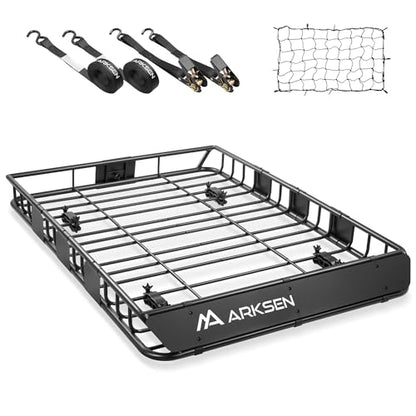 54" x 39" x 5" Roof Rack Cargo Basket with Net & Tie Down Straps
