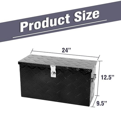 24 Inch Aluminum Tool Box 5 Bar Tread ToolBox for Truck Bed Car Outdoor