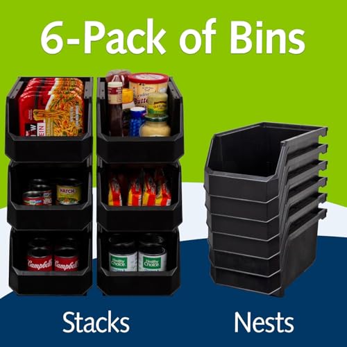 Akro Mils ReadySpace Large Stackable Plastic Storage Bins (6 Count)