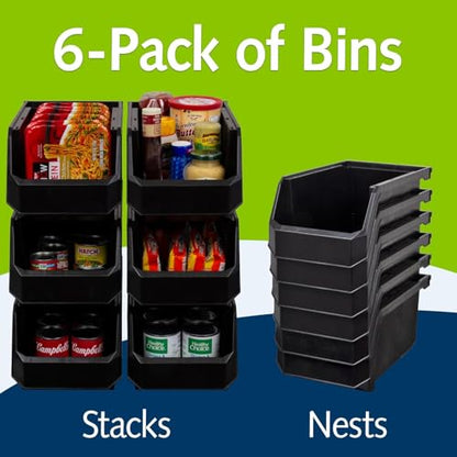 Akro Mils ReadySpace Large Stackable Plastic Storage Bins (6 Count)