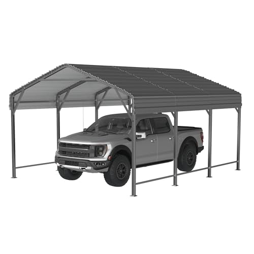 10x15 FT Metal Carport Canopy with Reinforced Base