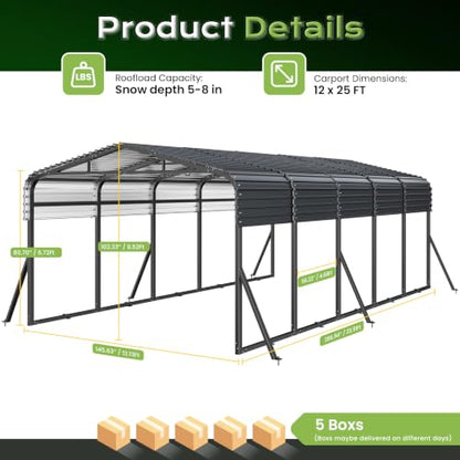 12x25FT Metal Carport