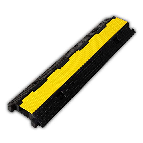 1 Pack Rubber Cable Ramp Hose Cable Protector Ramp 1 Channel 22000Lbs Load Capacity Traffic Speed Bump Wires Power Lines Extension Cord Cover for Indoor Outdoor (3 Count)
