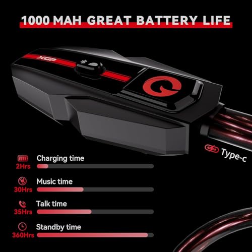Motorcycle Helmet Bluetooth Headset Intercom Communication Systems Dual Chip V5.4 (2 Count)