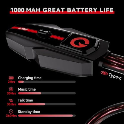 Motorcycle Helmet Bluetooth Headset Intercom Communication Systems Dual Chip V5.4 (2 Count)