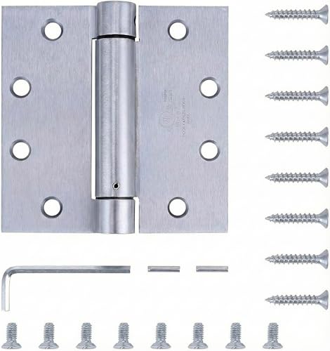 2 Pack 4.5"x4.5" Brushed Satin Chrome Self Closing Reversible Door Hinge (2 Count)