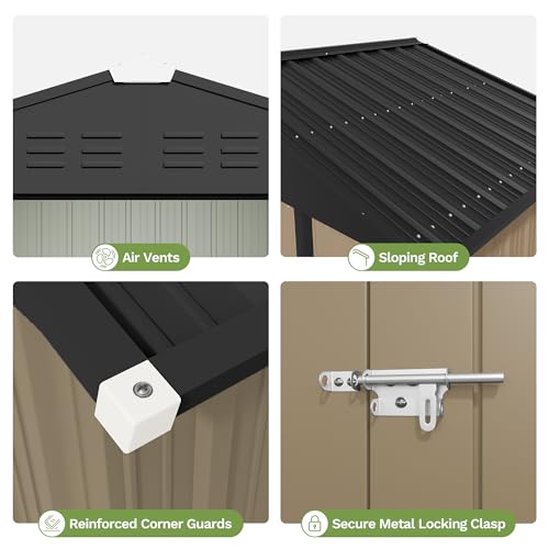 6x4 FT Outdoor Storage Shed with Floor Frame
