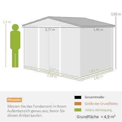 9' x 6' Outdoor Storage Shed Garden Tool Metal Shed Dark Gray