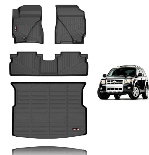 Floor Mats & Cargo Liner for 2009 2010 2011 2012 Ford Escape All Weather Car Mats Trunk Mat Ford Escape Floor Mats Accessories Black