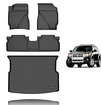 Floor Mats & Cargo Liner for 2009 2010 2011 2012 Ford Escape All Weather Car Mats Trunk Mat Ford Escape Floor Mats Accessories Black