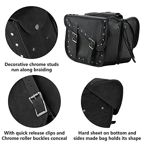 Motorcycle Saddle Bags Synthetic Leather Luggage Bag Waterproof Throw Over Saddlebags For Motorcycle Softails Sportsters Choppers Dyna V