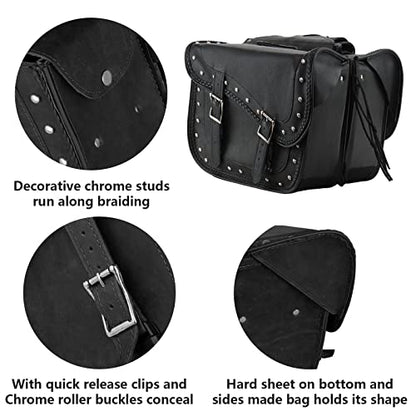 Motorcycle Saddle Bags Synthetic Leather Luggage Bag Waterproof Throw Over Saddlebags For Motorcycle Softails Sportsters Choppers Dyna V