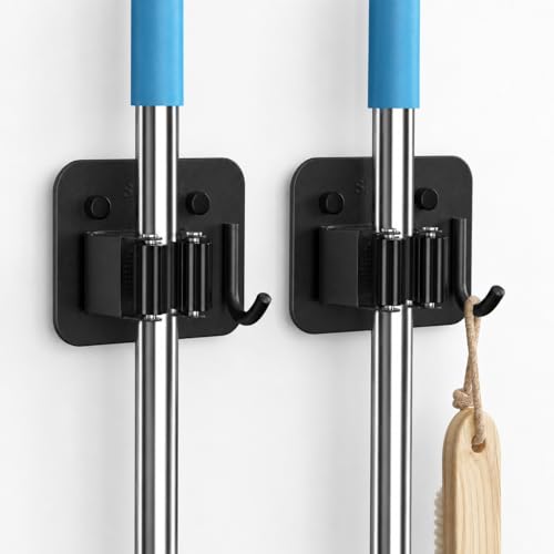 2 Pack Broom Holder Wall Mount (2 Count)