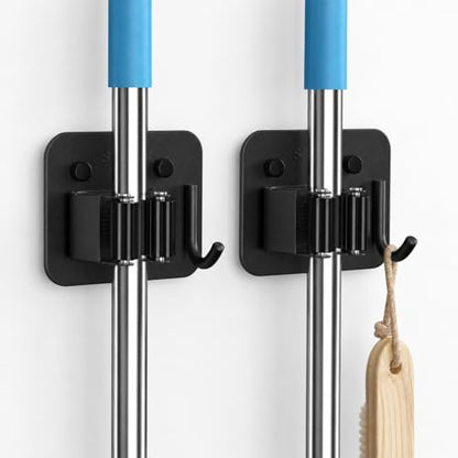 2 Pack Broom Holder Wall Mount (2 Count)