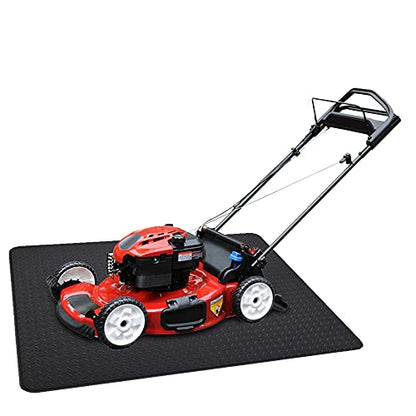 Garage Mat Prevents Stains Decorative Embossed Diamond Plate Pattern Black (12 Sq Ft)