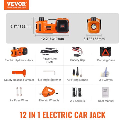 Electric Car Jack 5 Ton with Electric Impact Wrench & Inflator Pump