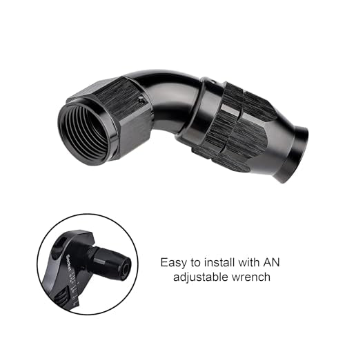 10AN 60 Degree PTFE One Piece Full Flow End Hose Fitting Aluminum Black