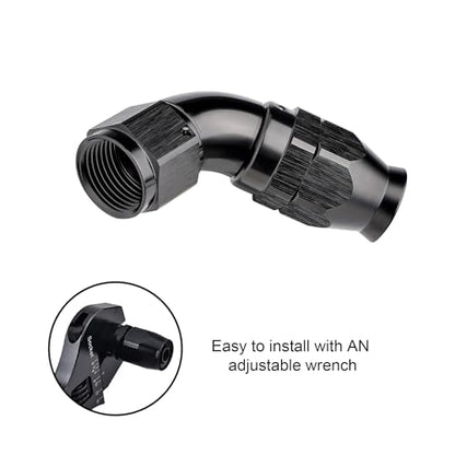 10AN 60 Degree PTFE One Piece Full Flow End Hose Fitting Aluminum Black