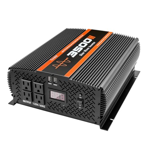 3500W Pure Sine Wave Inverter 12V to 120V with 4 Power Outlets for RV Solar Power