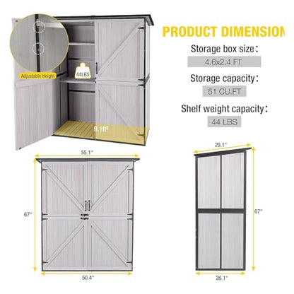 Storage Shed Outdoor Storage Cabinet Upgraded with All Arounded Metal Frame