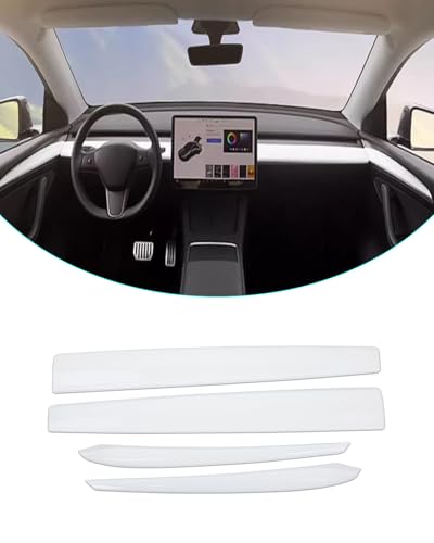 Matte White Dashboard Cover and Front Door Cover Compatible with Tesla Model 3（2021