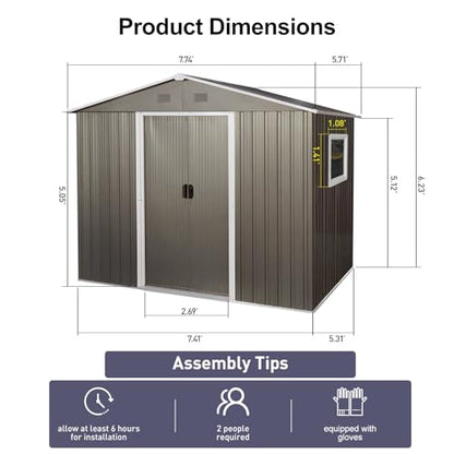 6x8 FT Outdoor Storage Shed