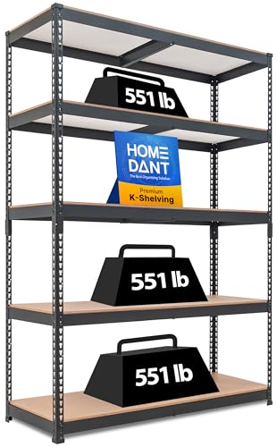 Black 47.7" W 5 Tier Storage Shelves Garage Shelving Unit Metal