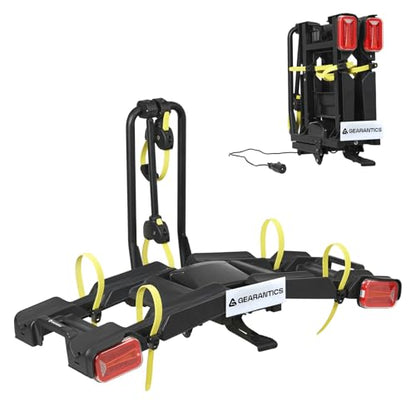 2 E Bike Foldable Hitch Mount Bike Rack with Light for 2" Receiver SUV & Trucks (2 Count)
