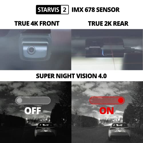 U3000 4K Dash Cam Front and Rear 2CH STARVIS 2 Sensor Super Night Vision Dashcam for Car Camera 5GHZ WiFi GPS Radar Buffered Parking Mode CPL Filter Red Light Speed Camera Alerts OBD Cable