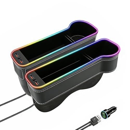 2 Pack LED Car Seat Gap Organizer with 56W Charger (2 Count)