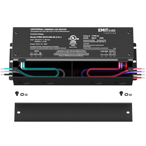 96W 24V 5-in-1 Dimmable LED Driver,AC 110-277V to DC Power Supply