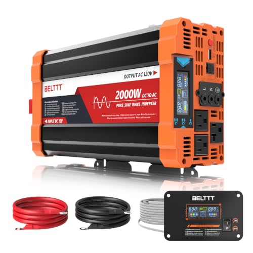 2000W Pure Sine Wave Inverter 12V DC to 120V AC
