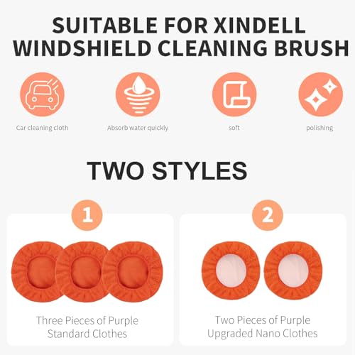 XINDELL 5 Pack Windshield Cleaner Microfiber Pads