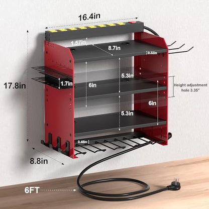 Power Tool Organizer Wall Mount with Charging Station