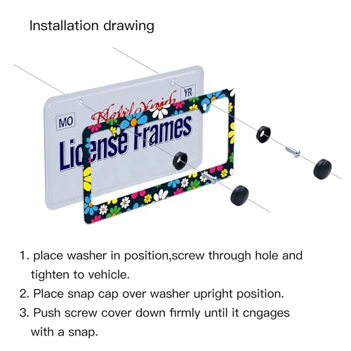 Hippie License Plate Frame Hippie Flower License Plate Covers
