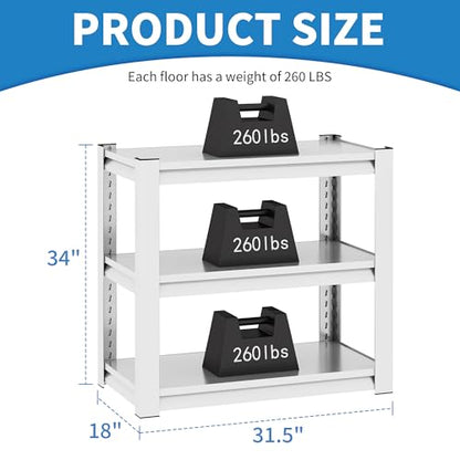 White 3 Tier Metal Shelving Heavy Duty Small Storage Racks