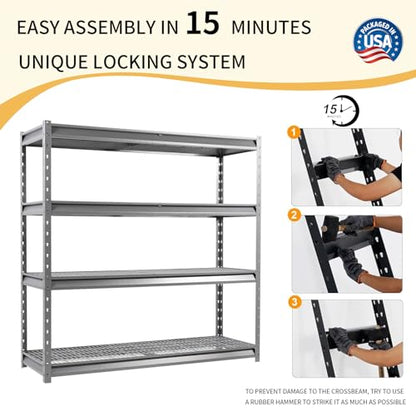 The Atlas 72" W Heavy Duty Garage Shelving Load 8000 Lbs