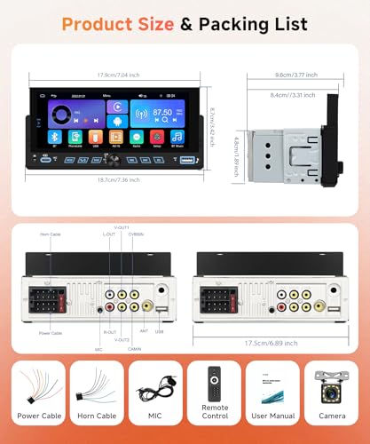 6.86" Single Din Car Stereo with Wireless CarPlay and Android Auto