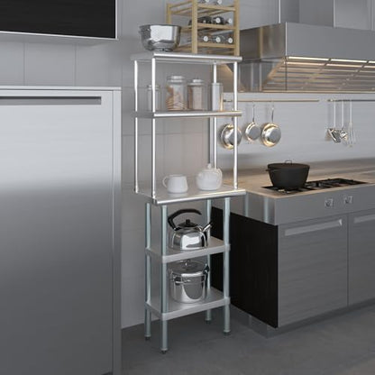 Stainless Steel Work Table with 2 Shelves and 12" Overshelf (2 Count)