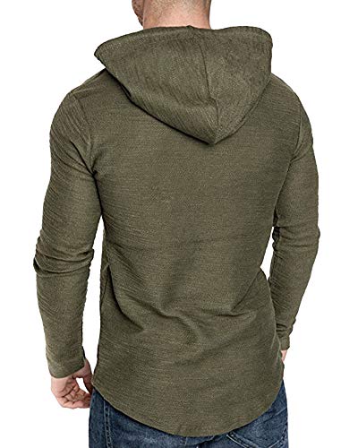 Mens Fashion Athletic Hoodies Sport Sweatshirt Solid Color Fleece Pullover Green XL