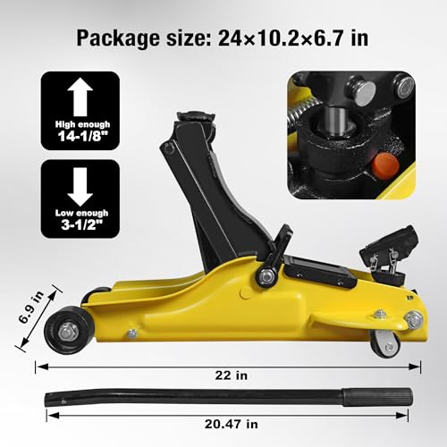 2.5 Ton Trolley Jack with Carrying Case Hydraulic Low Profile Floor Jack for Cars Lift with Single Piston Lift Pump