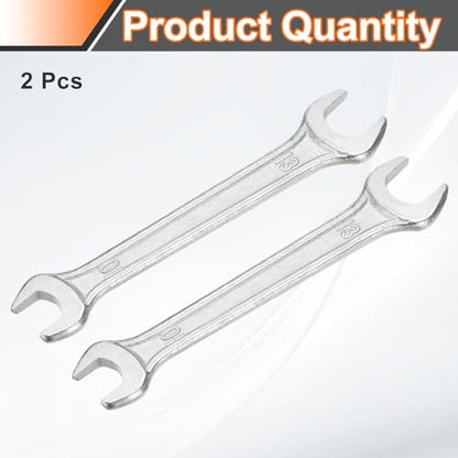 2pcs Double Open End Wrench 10mm x 12mm Metric 15 Degree Offset Angle Small Flat Head Wrench Galvanizing Open Ended Spanner for Automotive Repair Furniture Assembly (2 Count)