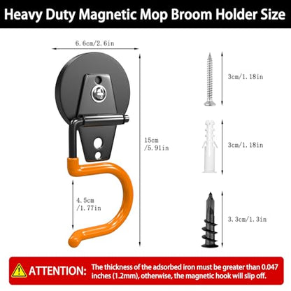 Magnetic Mop Broom Holder and Mop Organizer 4 Pack (5 Count)