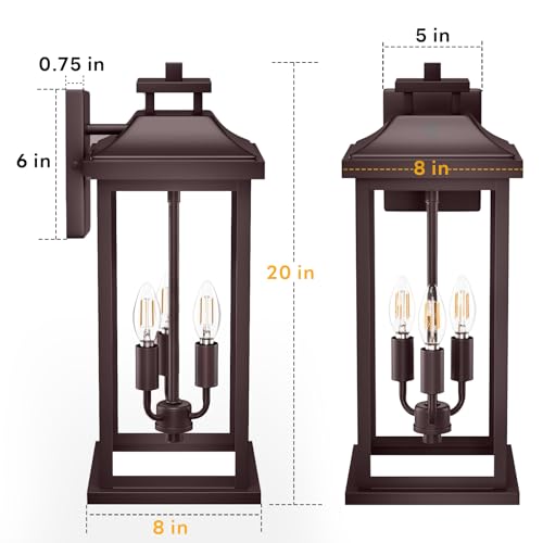 20" Oil Rubbed Bronze Outdoor Light Fixtures for House 2 Pack (2 Count)