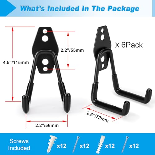 6 Pack Garage Hooks Heavy Duty (6 Count)