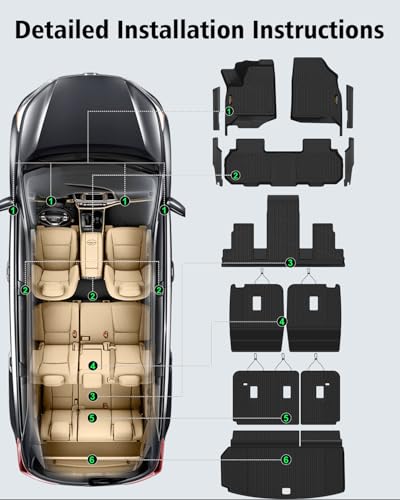 Floor Mats & Cargo Mat with Backrest Mat for Chevy Traverse 2024