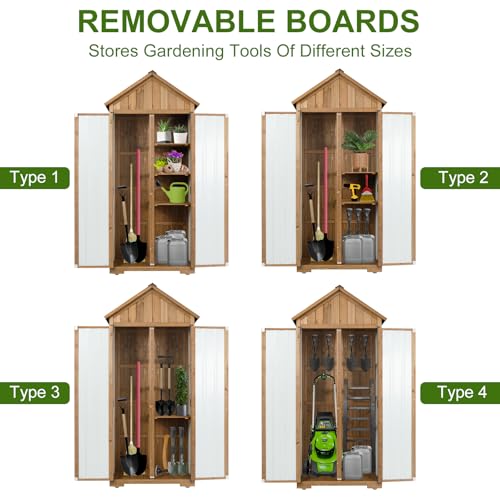 Wood & Metal Outdoor Storage Cabinet with Waterproof Roof