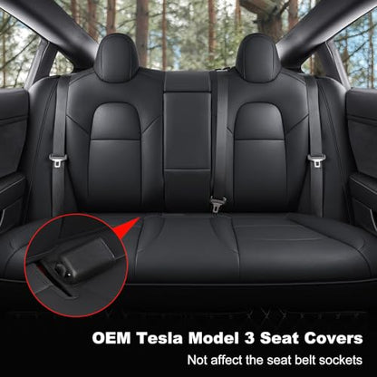 Tesla Model 3 Car Seat Covers Nappa Leather Car Interior Seat Airbag Compatible Cushion Cover Full Set Custom Fit 2023 2022 2021 2020 2019 2018